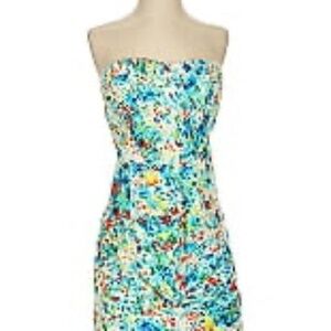 Nanette LaPore floral mini body con strapless dress